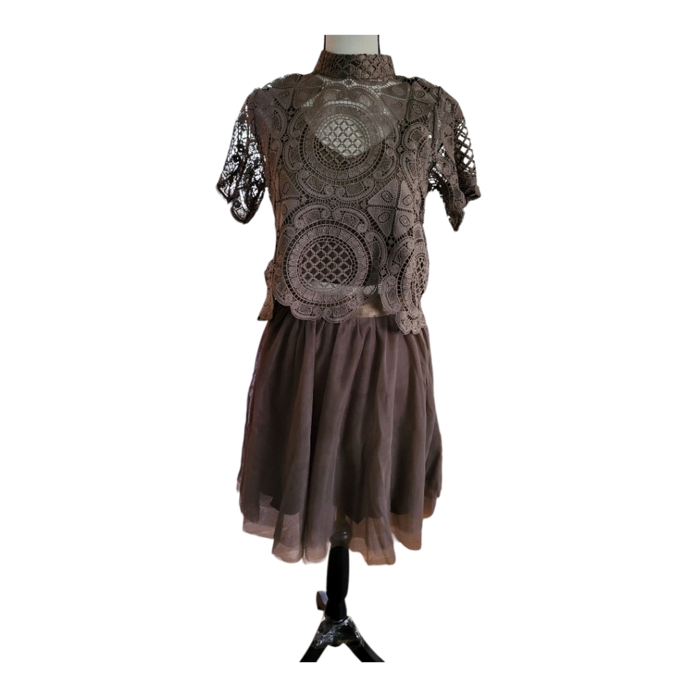 💕Joyfolie Mia Joy Lafayette Set In Peble 2 Piece Skirt & Top Set‎ Size S New La